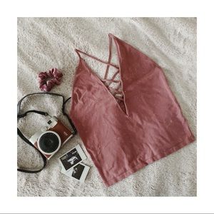 Forever 21 Mauve Lace Up Top - Sz M